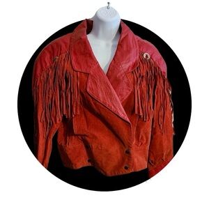 SCULLY RED LEATHER FRINGE JACKET